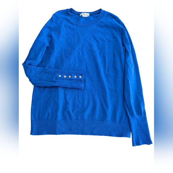 Boden Sweaters - Boden Women's Royal Blue Crewneck Knit Sweater Button Sleeve Deco Sz M EUC